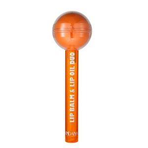 Orange 2 in 1 Lollipop Lip Balm and Lip Gloss Oil Temperature Color Changing NIB